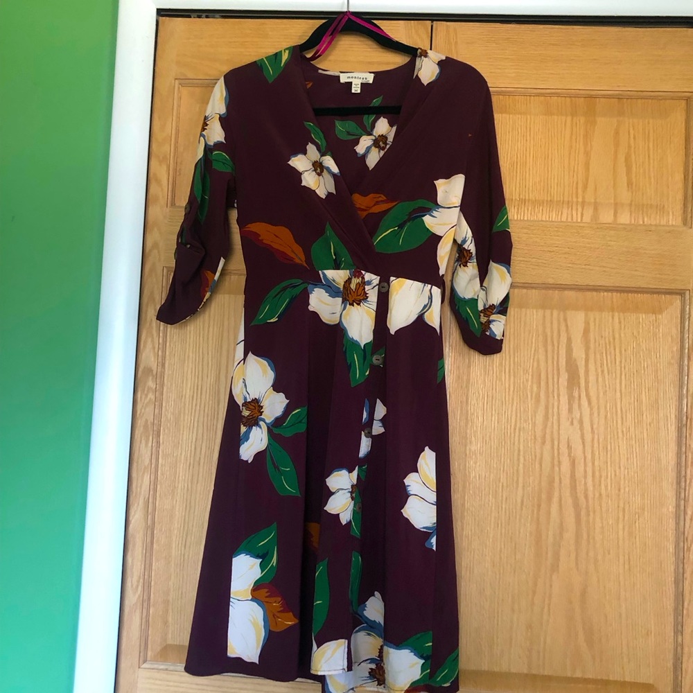 Medium faux wrap floral dress with button details